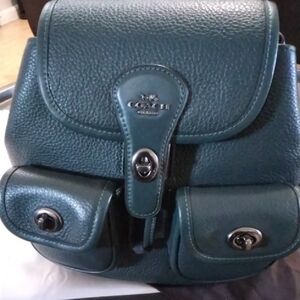 Coach Hadley Dark Green Leather Backpack